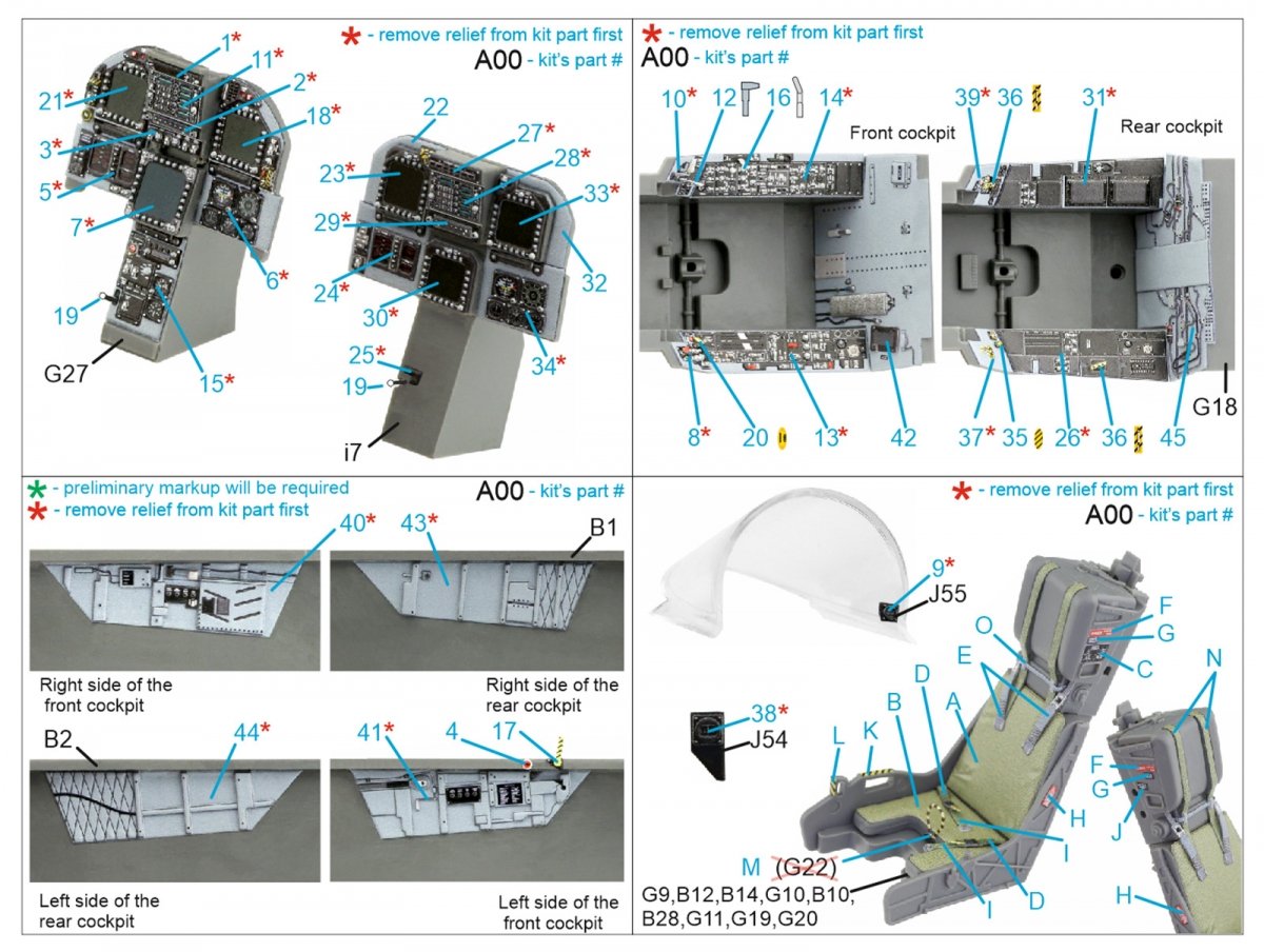 Quinta Studio QD32131 F/A-18D Early 3D-Printed &amp;amp; coloured Interior on decal paper (Academy) 1/32 – imagen 12