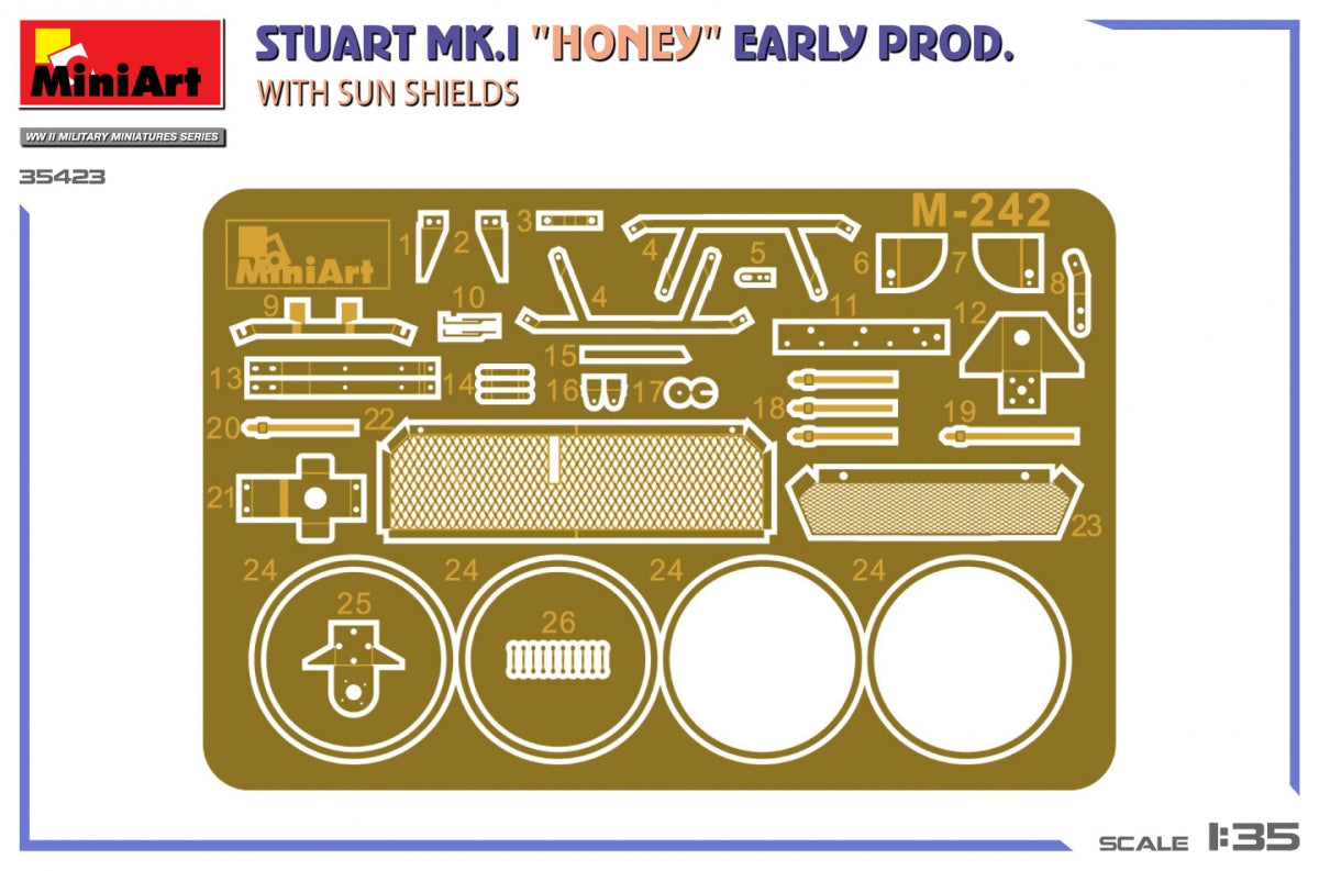 MiniArt 35423 Stuart Mk.I “Honey” Early Prod. w/Sun Shields 1/35 – imagen 3