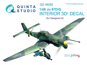 Quinta Studio QD48092 Ju 87D/G 3D-Printed &amp;amp; coloured Interior on decal paper (for Hasegawa kit) 1/48