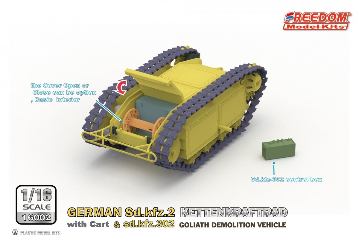 Freedom 16002 GERMAN SD.KFZ.2 KETTENKRAFTRAD &amp;amp; SD.KFZ.302 GOLIATH DEMOLITION VEHICLE 1/16 – imagen 9