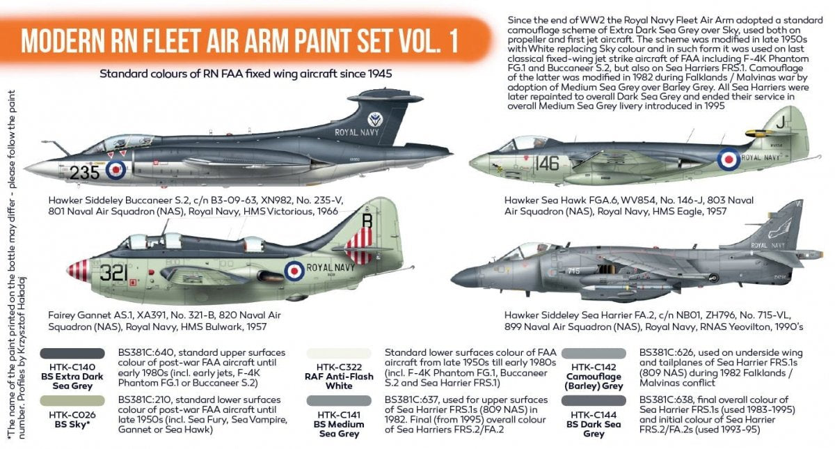 Hataka HTK-CS113 Modern RN Fleet Air Arm Paint Set Vol. 1 (6x17ml) – immagine 3