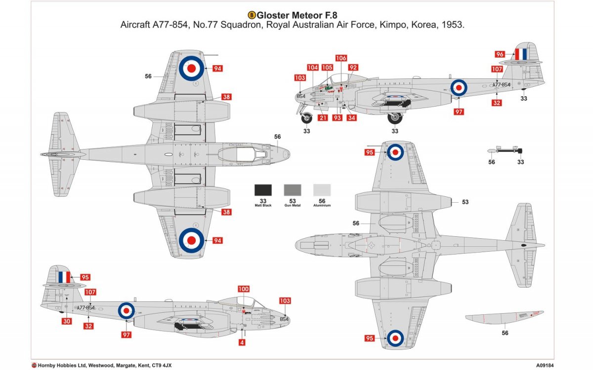 Airfix 09184 Gloster Meteor F8 Korean War 1/48 – immagine 4