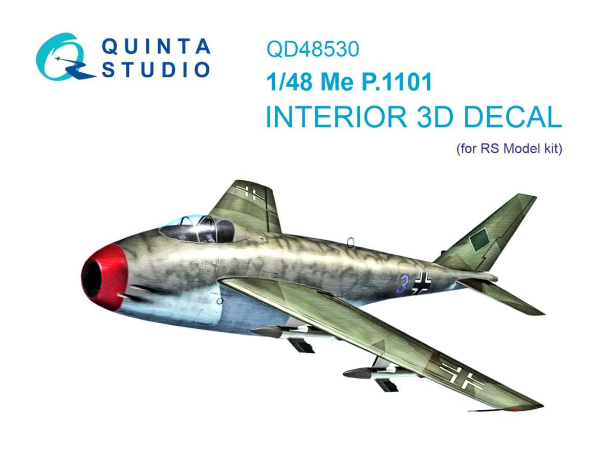 Quinta Studio QD48530 Me P.1101 3D-Printed &amp;amp; coloured Interior on decal paper (RS models) 1/48
