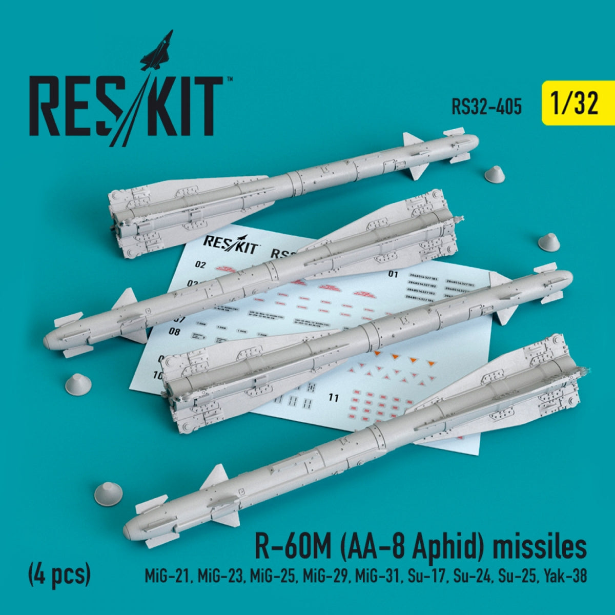 RESKIT RS32-0405 R-60M (AA-8 APHID) MISSILES (4 PIÈCES) 1/32 