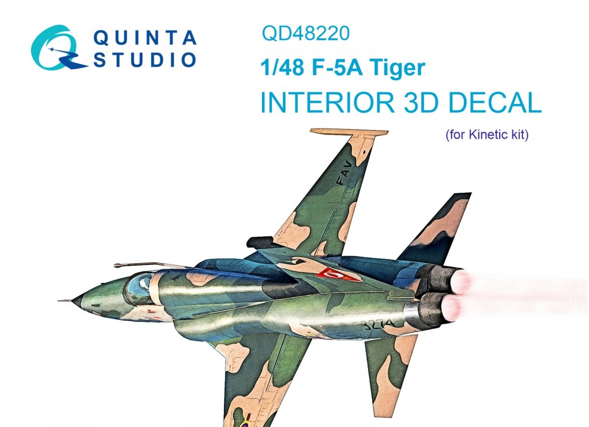Quinta Studio QD48220 F-5A 3D-Printed &amp;amp; coloured Interior on decal paper (Kinetic) 1/48