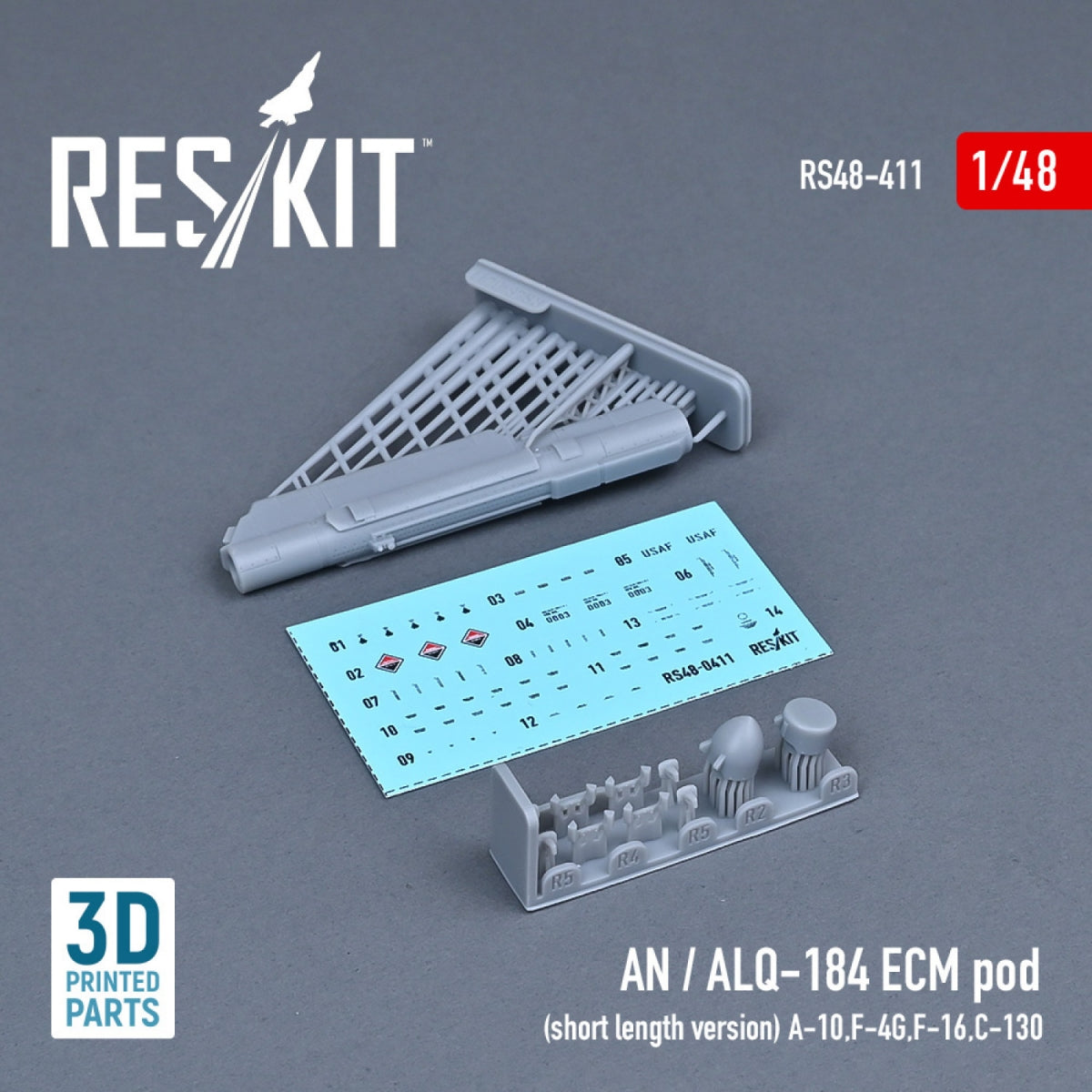 RESKIT RS48-0411 AN / ALQ-184 ECM POD (SHORT LENGTH VERSION) (3D PRINTED) 1/48 – Bild 2