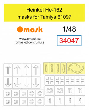 Omask 34047 Heinkel He-162 masks (for Miniart 48009) 1/48