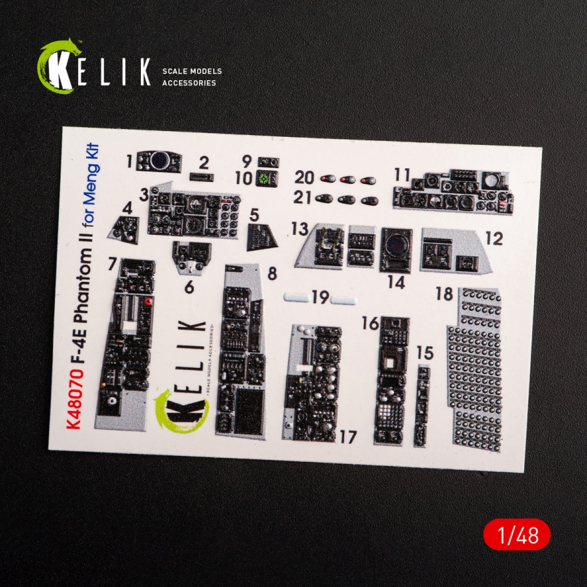 KELIK K48070 F-4E &amp;quot;PHANTOM II&amp;quot; INTERIOR 3D DECALS FOR MENG KIT 1/48 – immagine 3