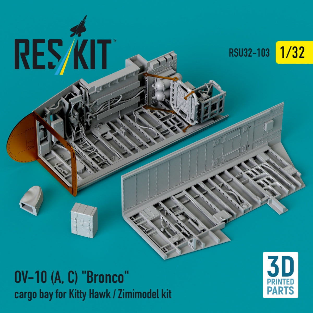 RESKIT RSU32-0103 OV-10 (A,C) "Bronco" cargo bay for Kitty Hawk / Zimimodel kit (3D Printed) 1/32