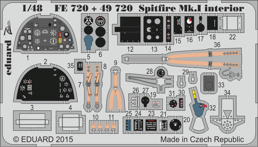 Eduard FE720 Spitfire Mk. I interior AIRFIX 1/48