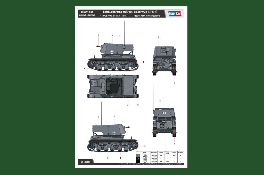 Hobby Boss 83809 Befehlsfahrzeug auf Fgst. Pz.Kpfw.35 R 731(f) 1/35 – Bild 2