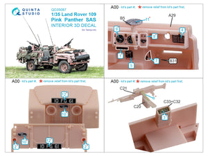 Quinta Studio QD35087 Land Rover 109 Pink Panther SAS 3D-Printed &amp;amp; coloured Interior on decal paper (Tamiya) 1/35 – Bild 2