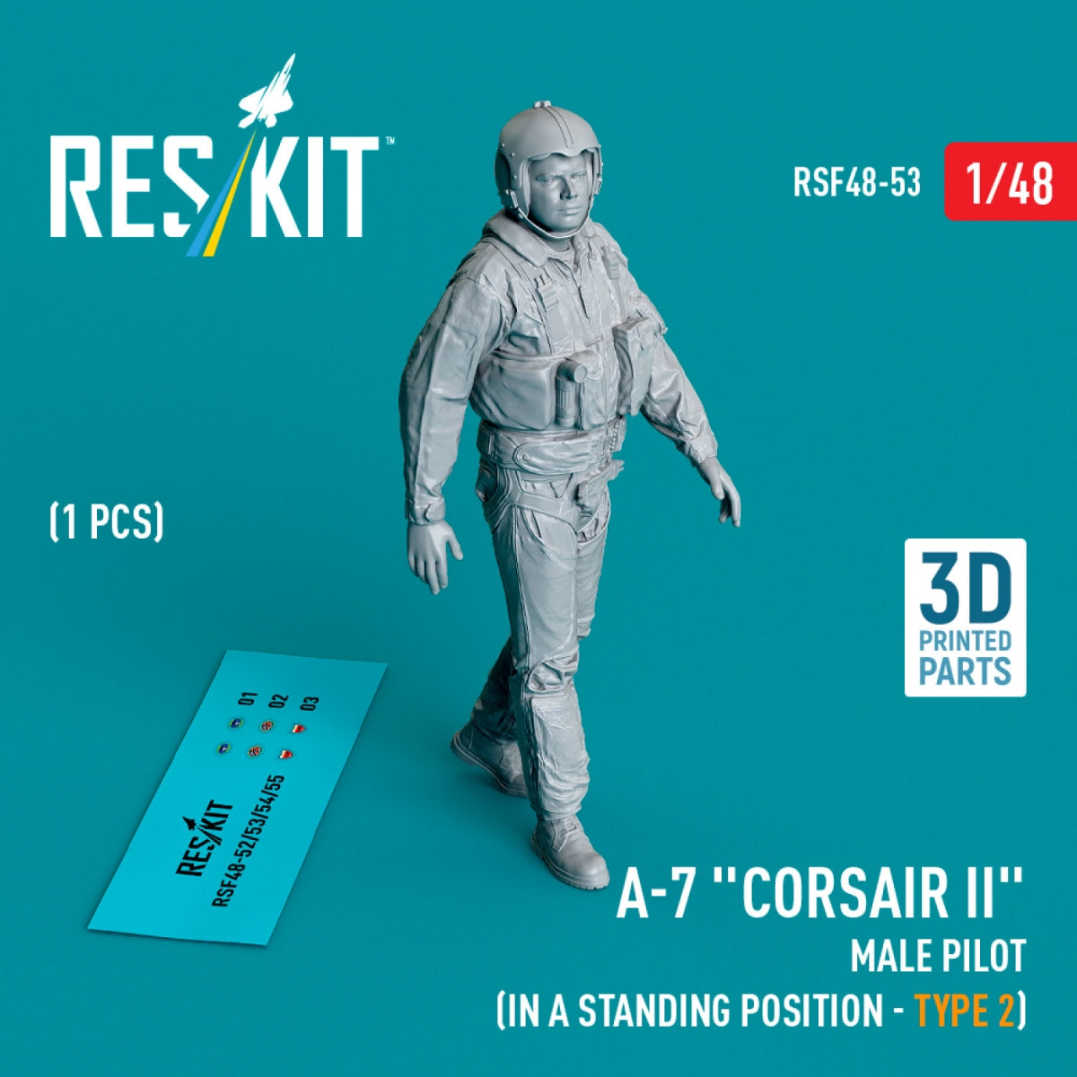 RESKIT RSF48-0053 A-7 « Corsair II » pilote masculin (en position debout - type 2) (1 pièce) (Impression 3D) 1/48