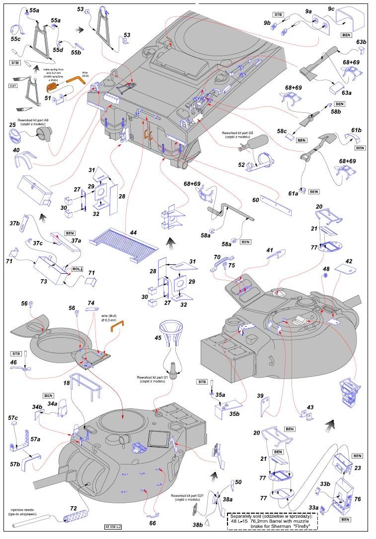 Aber 48038 Brytyjski czołg Sherman IC Firefly Tamiya 1/48 – immagine 7