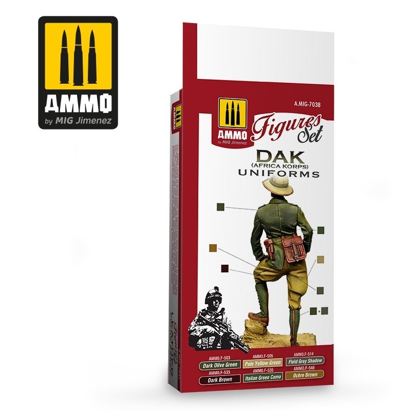 AMMO of Mig Jimenez 7038 DAK UNIFORMS (AFRIKA KORPS) FIGURES SET 6x17ml – image 2