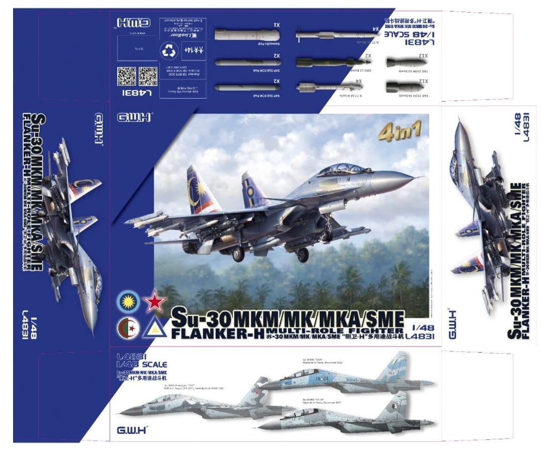 Great Wall Hobby L4831 Su-30 MKM / MK / MKA / SME &amp;#39;Flanker H&amp;#39; Multirole Fighter 4 In 1 1/48 – imagen 2