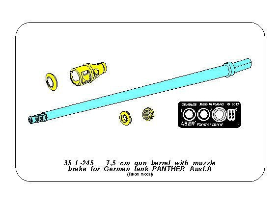Aber 35L-245 7,5 cm barrel with muzzle brake for Panther Ausf.A 1/35 – imagen 10