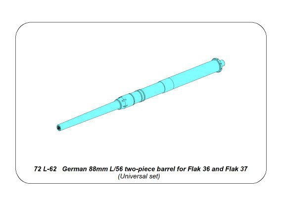 Aber 72L-62 German 88mm L/56 two-piece barrel for Flak 36/37 1/72 – imagen 10