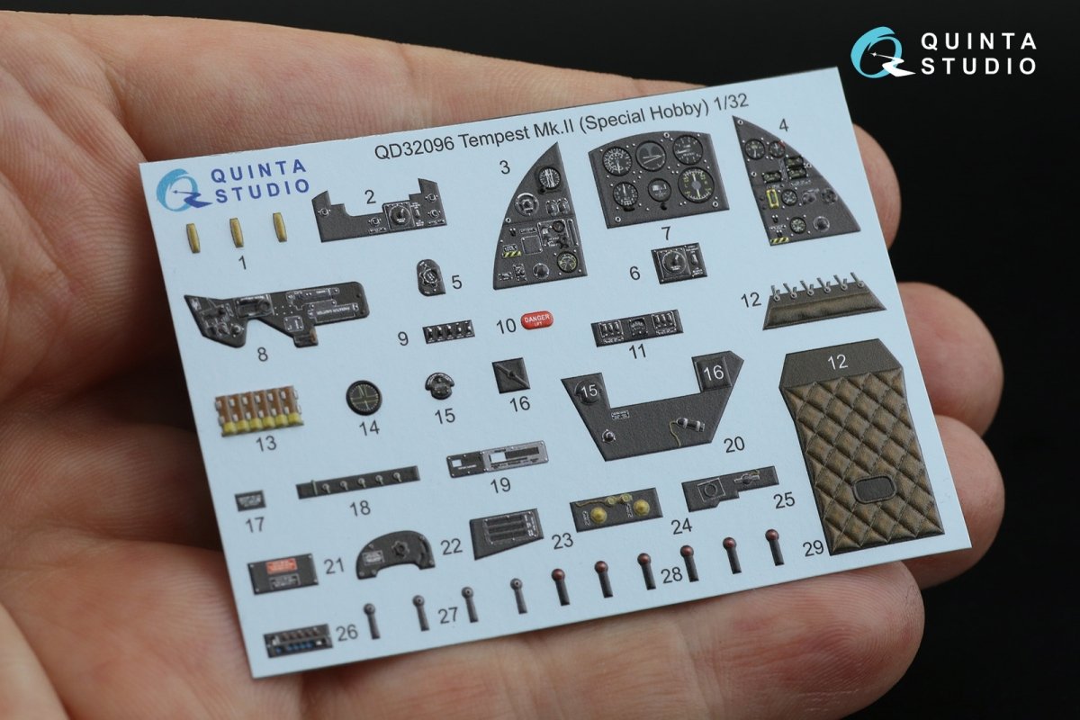 Quinta Studio QD32096 Tempest Mk.II 3D-Printed &amp;amp; coloured Interior on decal paper (Special Hobby/Revell) 1/32 – imagen 7