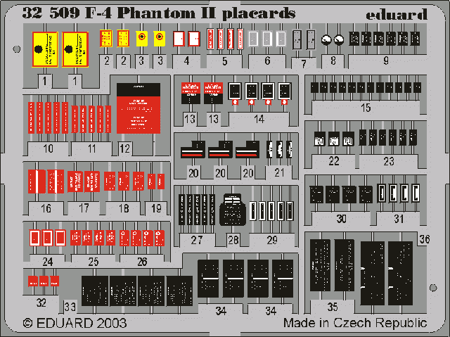 Eduard 32509 F-4 placards 1/32