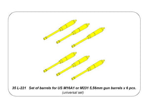 Aber 35L-221 Jeu de 6 canons pour fusil américain M16A1 ou M231 de calibre 5,56 mm. Échelle 1/35. – image 6