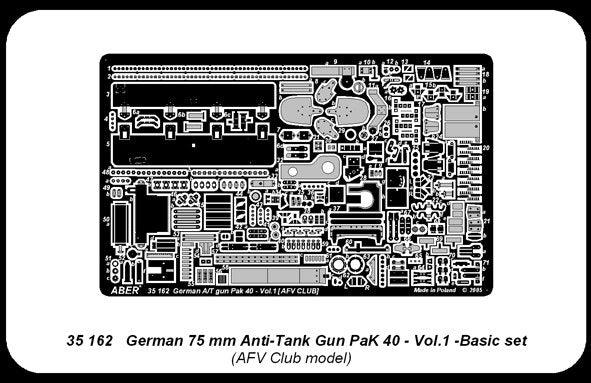 Aber 35162 Niemiecka armata przeciwpancerna PaK40 cz1 zestaw podstawowy (AFV) 1/35 – Bild 4