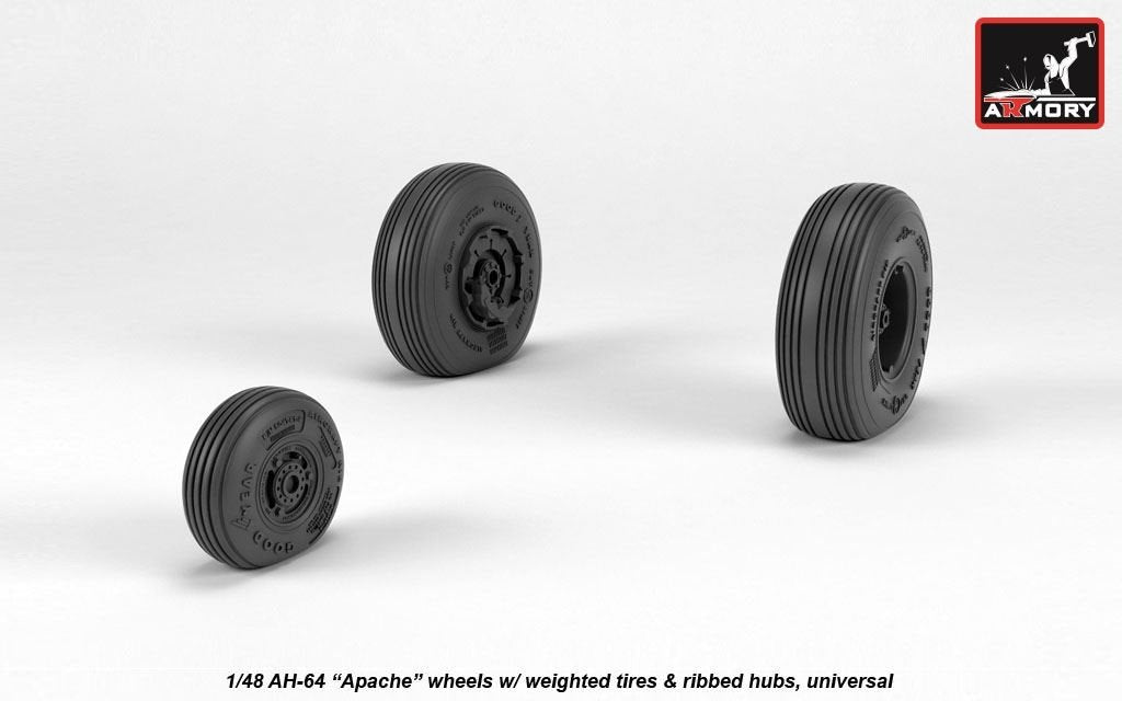 Armory Models AW48331 AH-64 Apache wheels w/ weighted tires, ribbed hubs 1/48 – imagen 2