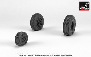 Armory Models AW48331 AH-64 Apache wheels w/ weighted tires, ribbed hubs 1/48 – imagen 2