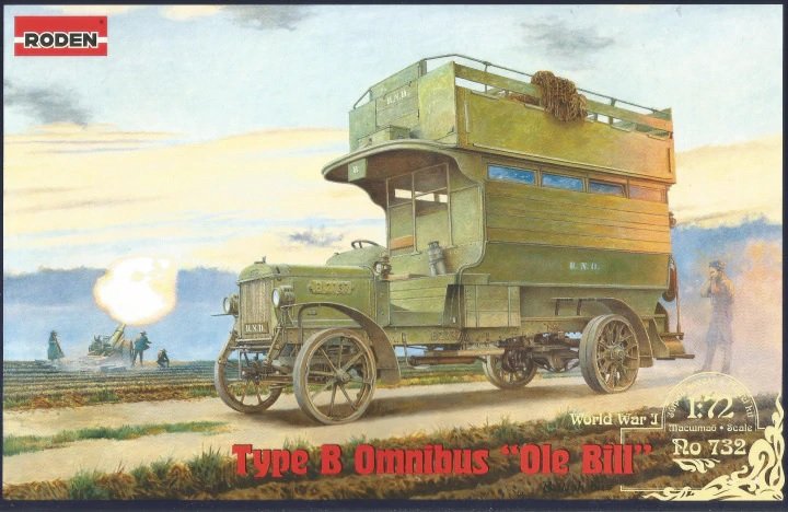 Roden 732 Autobus britannique de type B de la Première Guerre mondiale « Ole Bill » à l'échelle 1/72