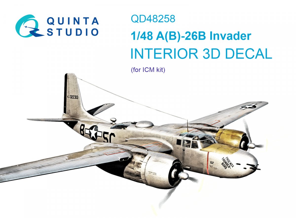 Quinta Studio QD48258 A(B)-26B 3D-Printed &amp; colored Interior on decal paper (ICM) 1/48