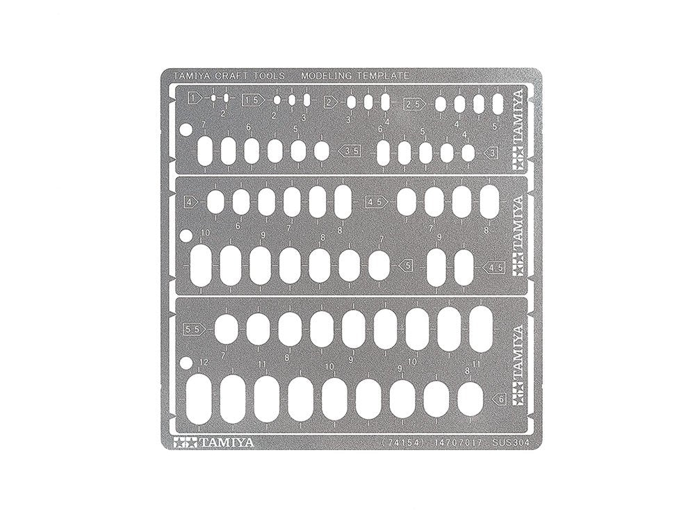Tamiya 74154 Modeling Template (Rounded Rectangles, 1-6mm)