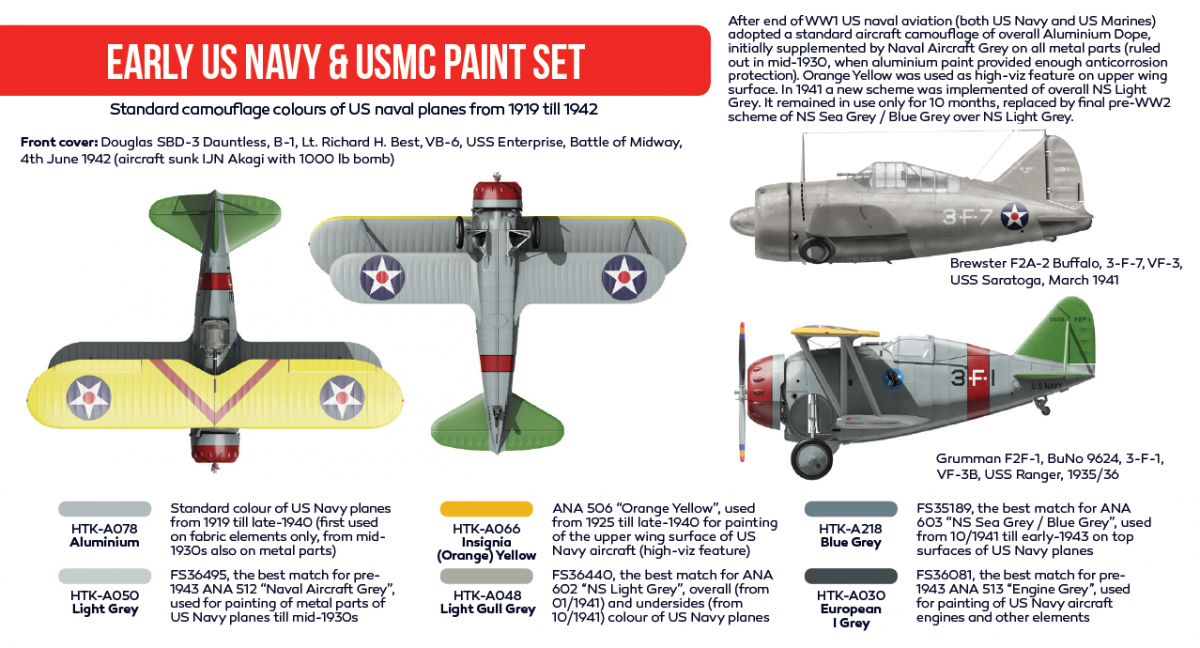 Hataka Hobby HTK-AS53 Early US Navy &amp;amp; USMC paint set (6x17ml) – immagine 2