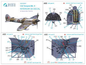Quinta Studio QD32097 Tempest Mk.V 3D-Printed &amp;amp; coloured Interior on decal paper (Special Hobby/Revell) 1/32 – Bild 12