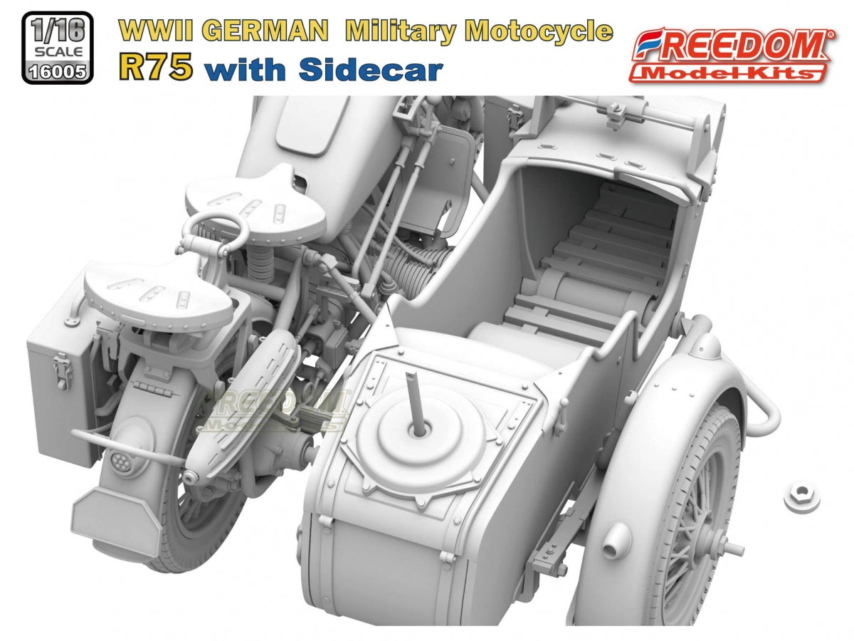 Freedom 16005 R75 with Sidecar WWII German Motorcycle 1/16 – image 6
