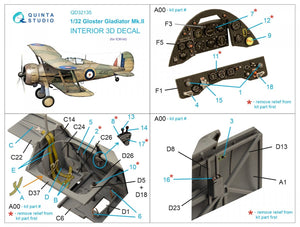 Quinta Studio QD32135 Gloster Gladiator Mk II 3D-Printed &amp;amp; coloured Interior on decal paper (ICM) 1/32 – imagen 7