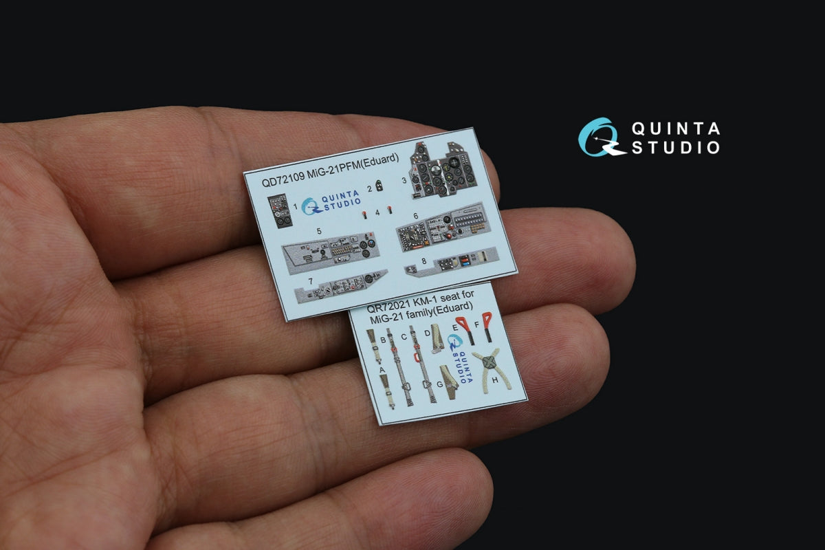 Quinta Studio QD72109 MiG-21PFM Gray panels 3D-Printed &amp;amp; coloured Interior on decal paper (Eduard) 1/72 – imagen 4
