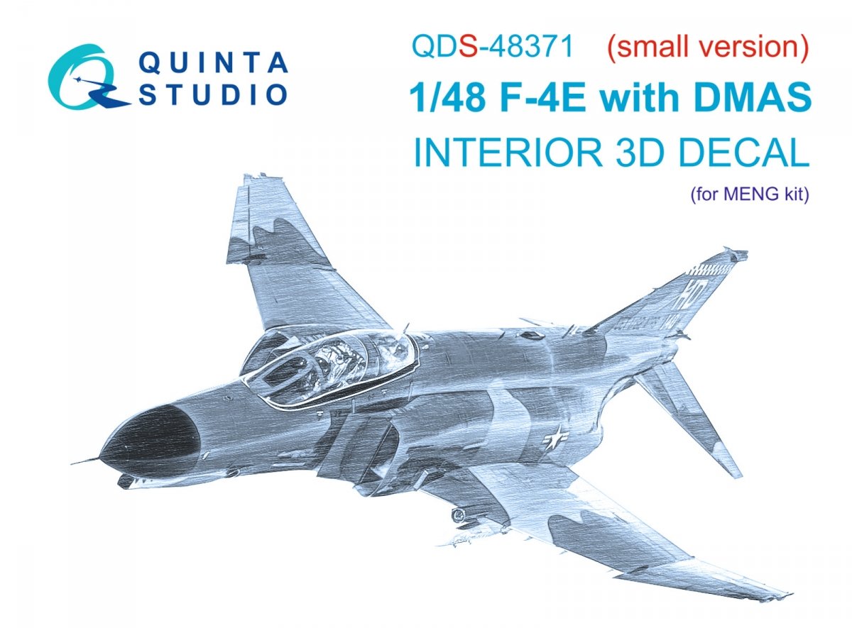 Quinta Studio QDS-48371 F-4E with DMAS 3D-Printed & coloured Interior on decal paper (Meng) (Small version) 1/48