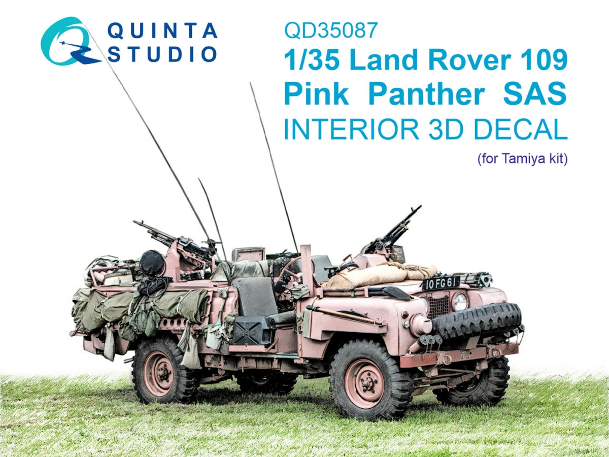 Quinta Studio QD35087 Land Rover 109 Pink Panther SAS 3D-Printed &amp; colored Interior on decal paper (Tamiya) 1/35