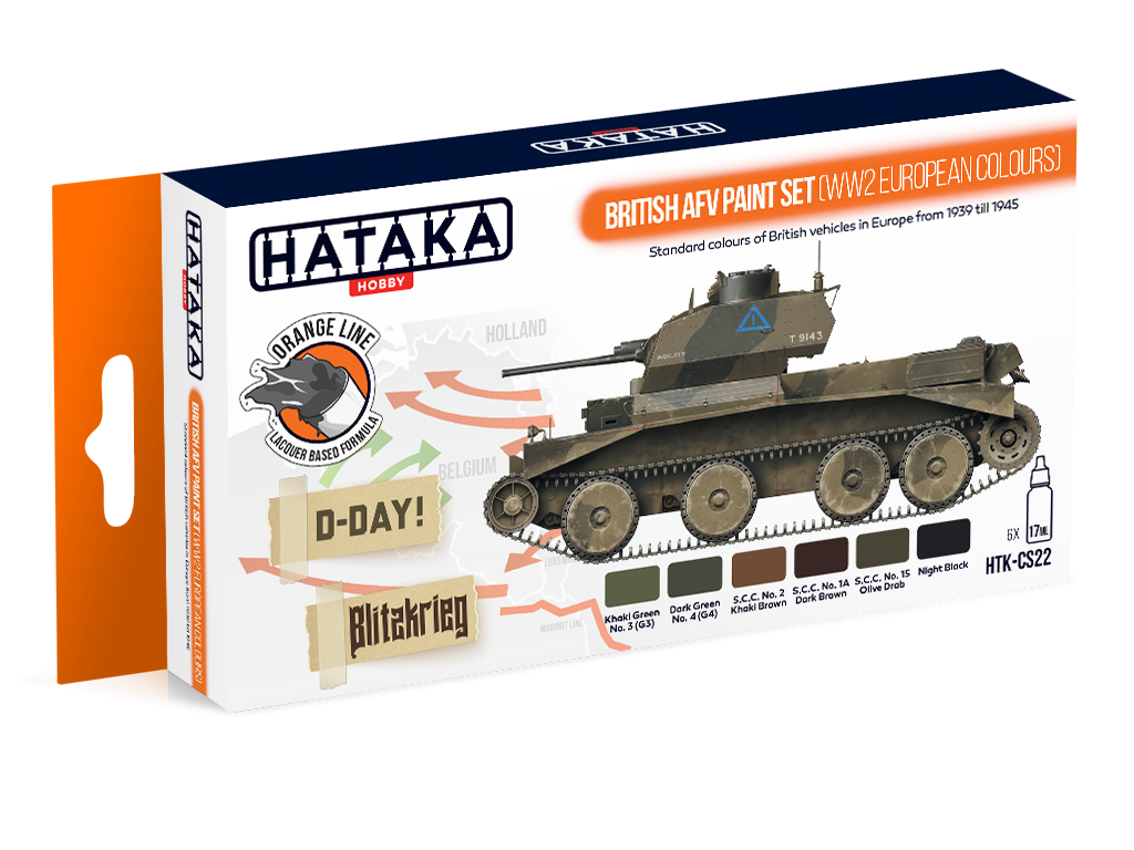 Hataka HTK-CS22 British AFV paint set (WW2 European colors) (6x17ml)