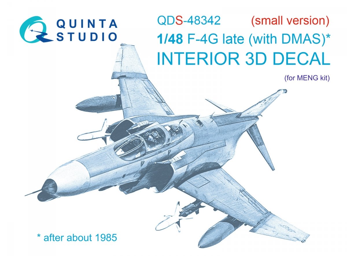 Quinta Studio QDS-48342 F-4G late 3D-Printed &amp;amp; coloured Interior on decal paper (Meng) (Small version) 1/48