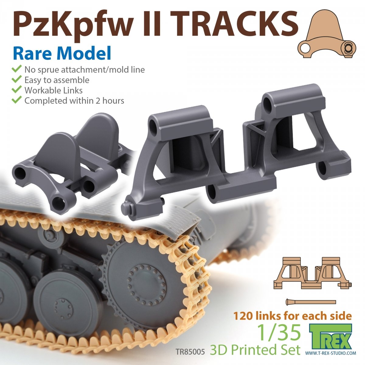 T-Rex Studio TR85005 PzKpfw II Tracks Rare Model 1/35