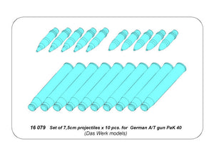 Aber 16079 Set of 7,5cm projectiles x 10 pcs. for German A/T gun PaK 40 1/16 – Bild 5