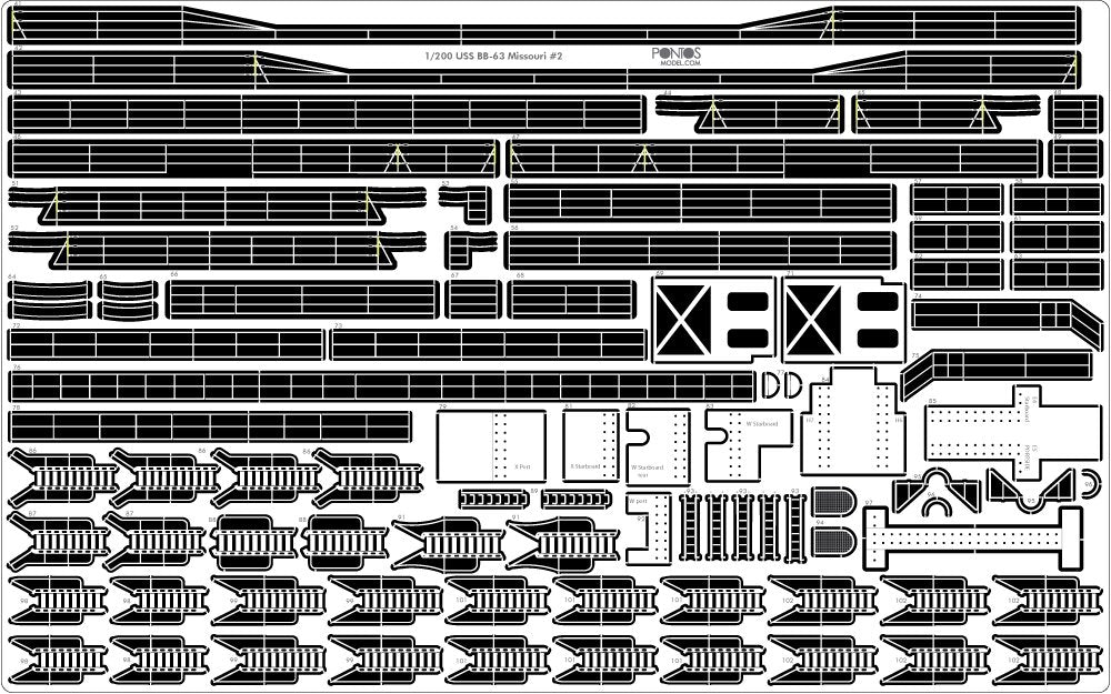 Pontos 23004F1 USS BB-61 Iowa 1944 Ensemble de détails (Pont en bois teinté teck) (1/200) – image 6
