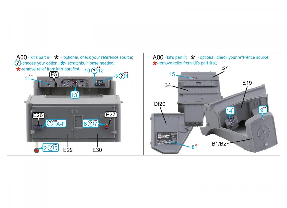 Quinta Studio QD35071 Mercedes-Benz L1500A 3D-Printed &amp;amp; coloured Interior on decal paper (MiniArt) 1/35 – immagine 5