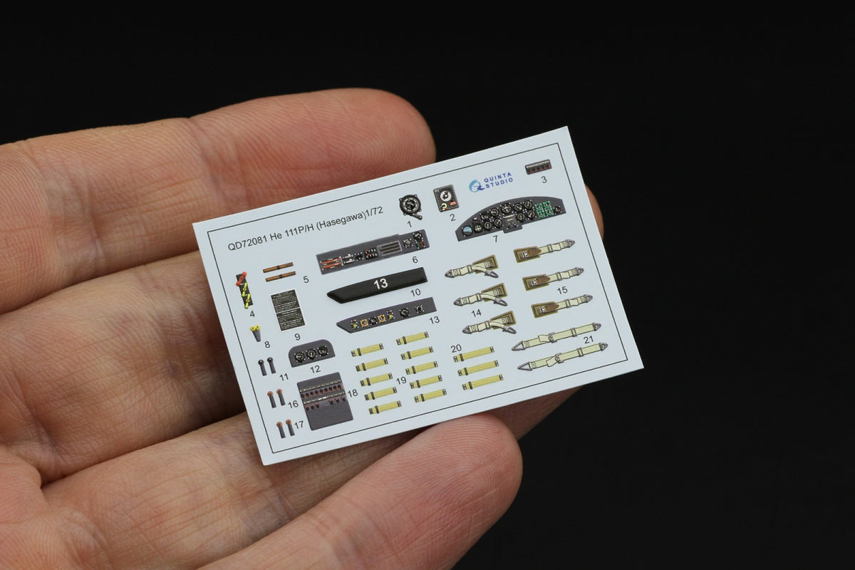 Quinta Studio QD72081 He 111 P/H 3D-Printed &amp;amp; coloured Interior on decal paper (Hasegawa) 1/72 – imagen 2