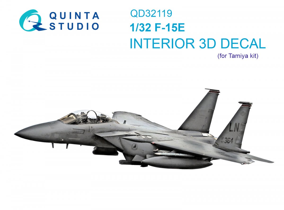 Quinta Studio QD32119 F-15E 3D-Printed &amp;amp; coloured Interior on decal paper ( Tamiya ) 1/32