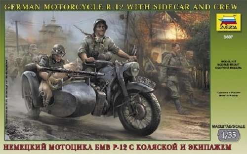Zvezda 3607 German motorcicle R-12 with sidecar and crew 1/35