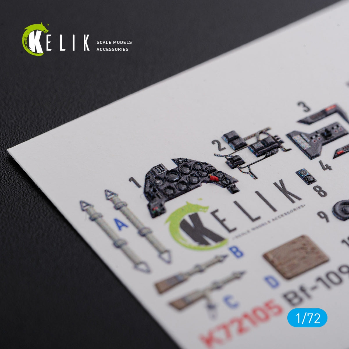 KELIK K72105 BF109 G-6 interior 3D decals for Tamiya kit 1/72 – imagen 2