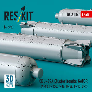 RESKIT RS48-0514 CBU-89A cluster bombs GATOR (4 pcs) (3D Printed) 1/48 – zdjęcie 2