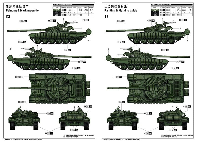 Trumpeter 09548 Russian T-72A Mod1985 MBT 1/35 – imagen 3